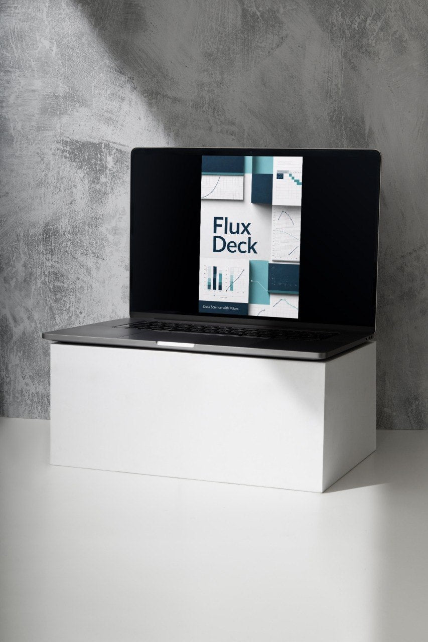 A black laptop sits open on a white pedestal against a textured gray wall. The screen displays a presentation slide titled 'Nexus Pathway'.