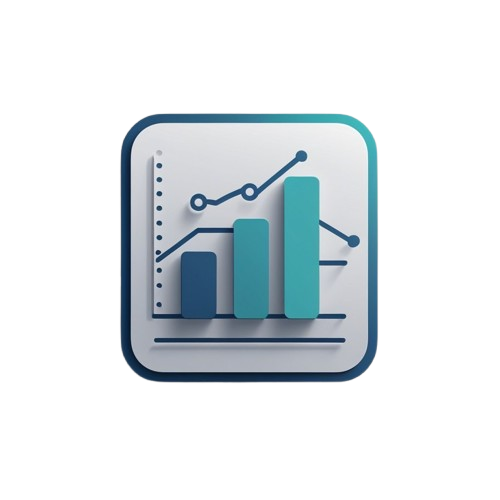 A stylized digital icon of a bar chart and line graph inside a rounded square, shown on a plain white background.